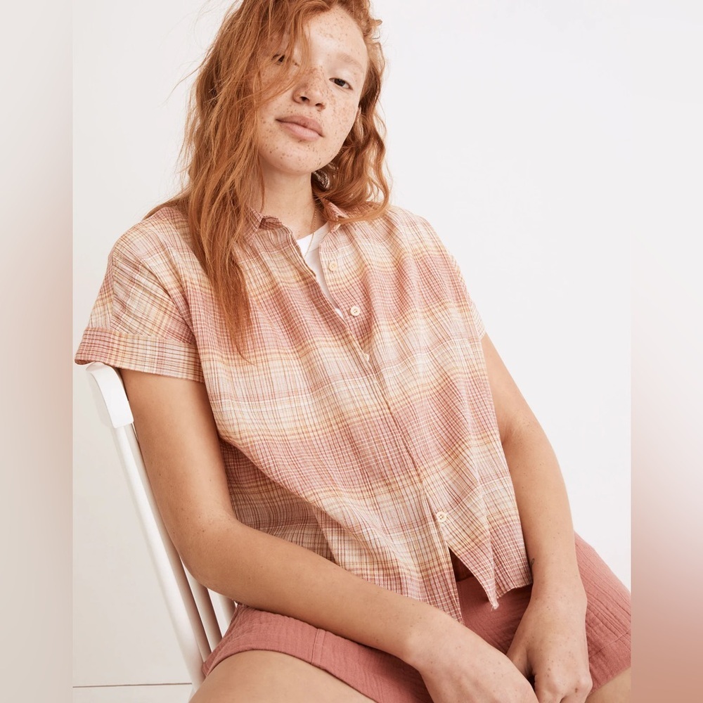 Madewell Hilltop shirt in Ombré stripe Plaid size XL